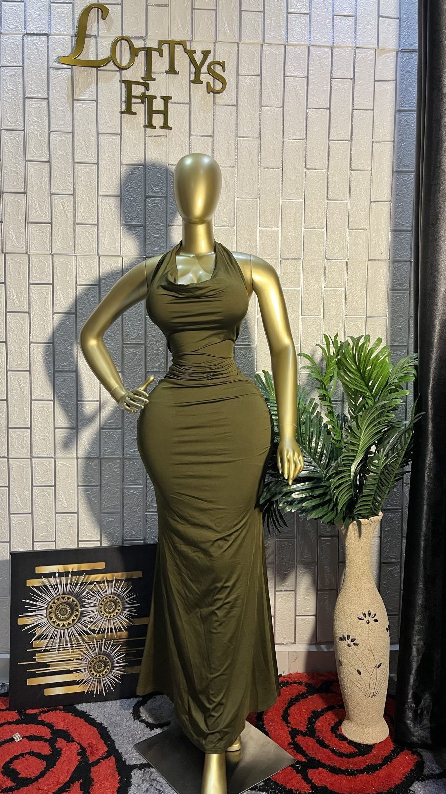 The OLIVE DRAPE Goddess Dress