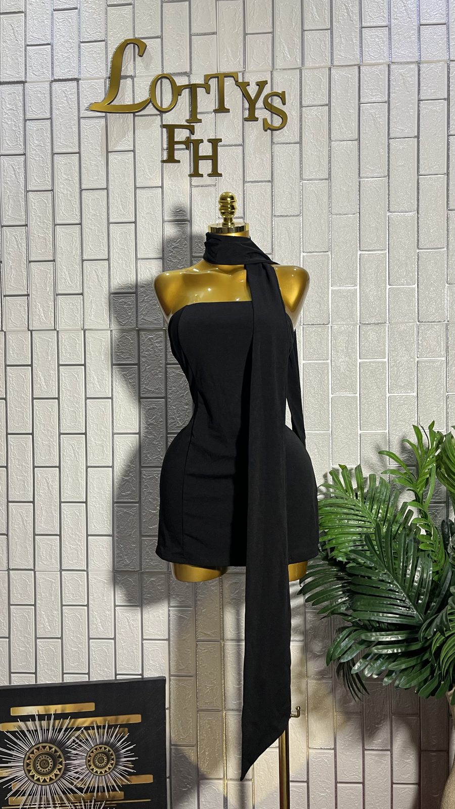 The MIDNIGHT MUSE Scarf Halter Mini Dress