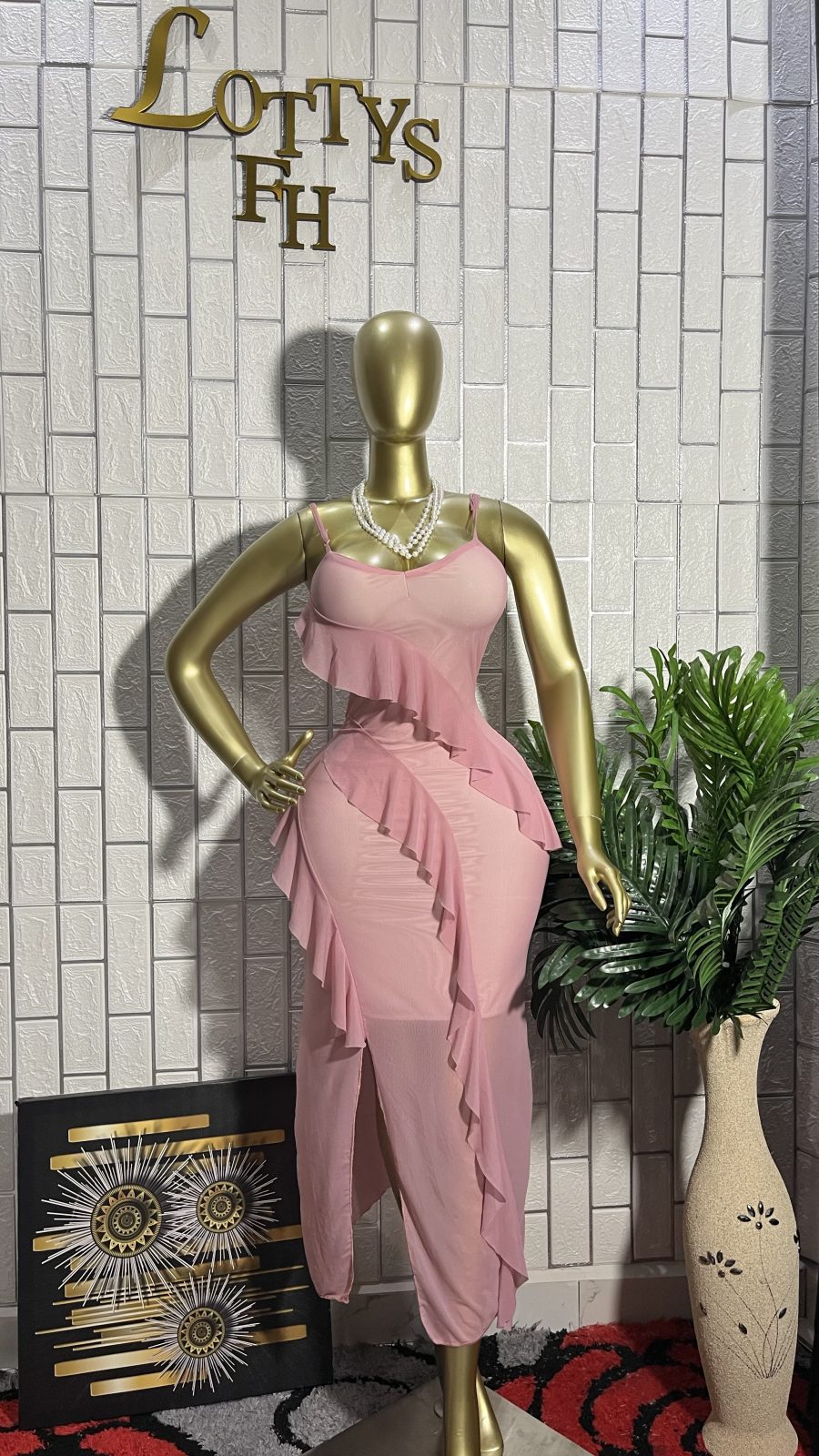 The PRETTY PINK Ruffle Goddess Dress