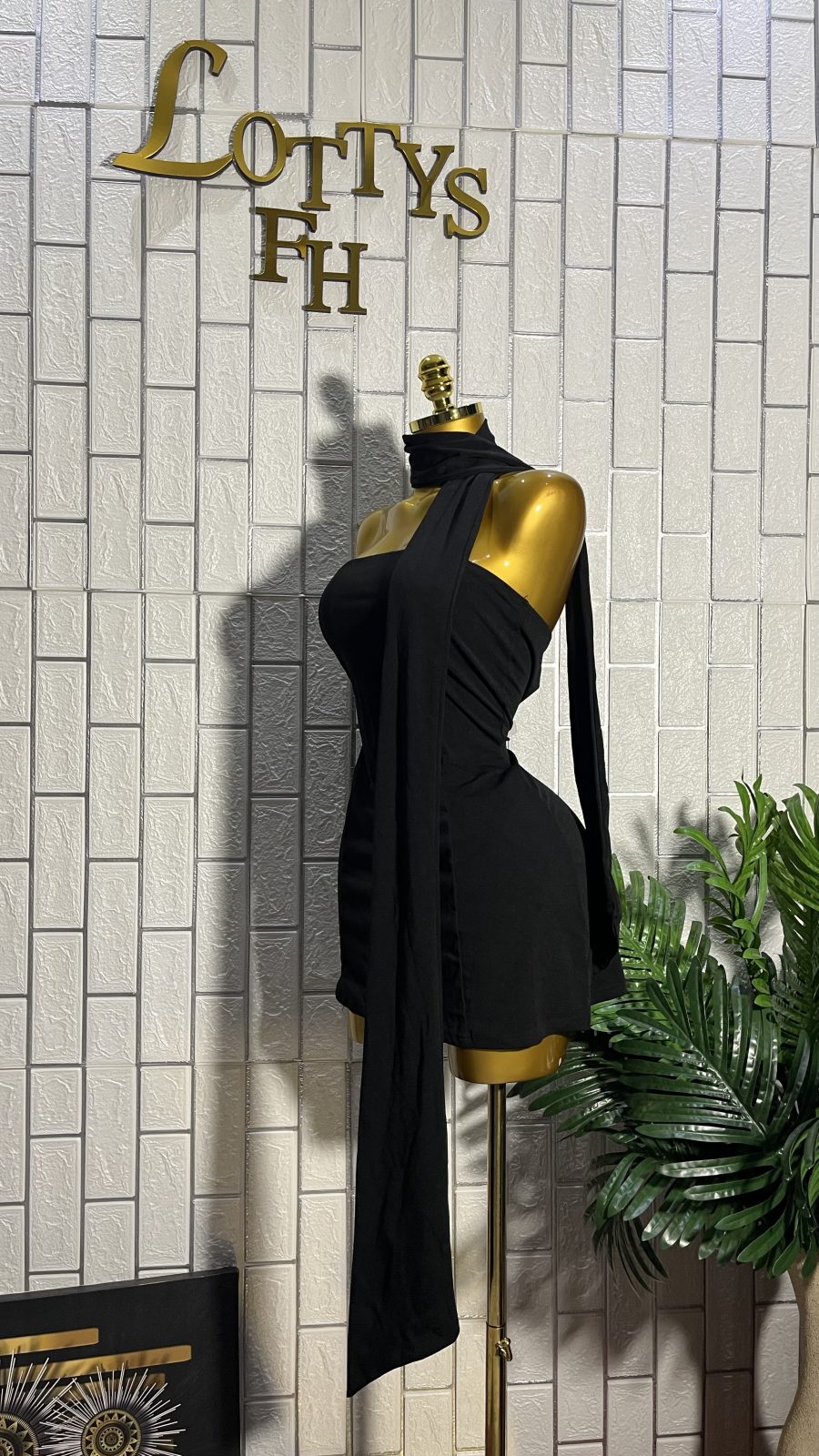 The MIDNIGHT MUSE Scarf Halter Mini Dress