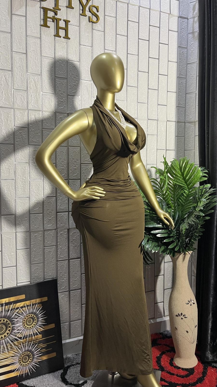 The olive goddess maxi dress