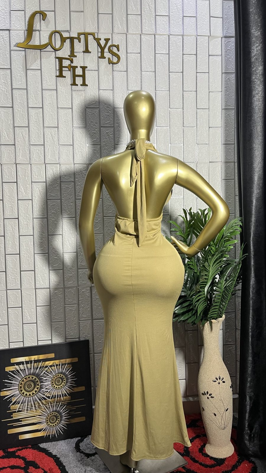 The GOLDEN HOUR Cowl Halter Dress