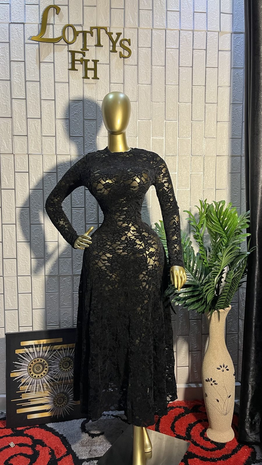 The NOIR LACE Goddess Dress
