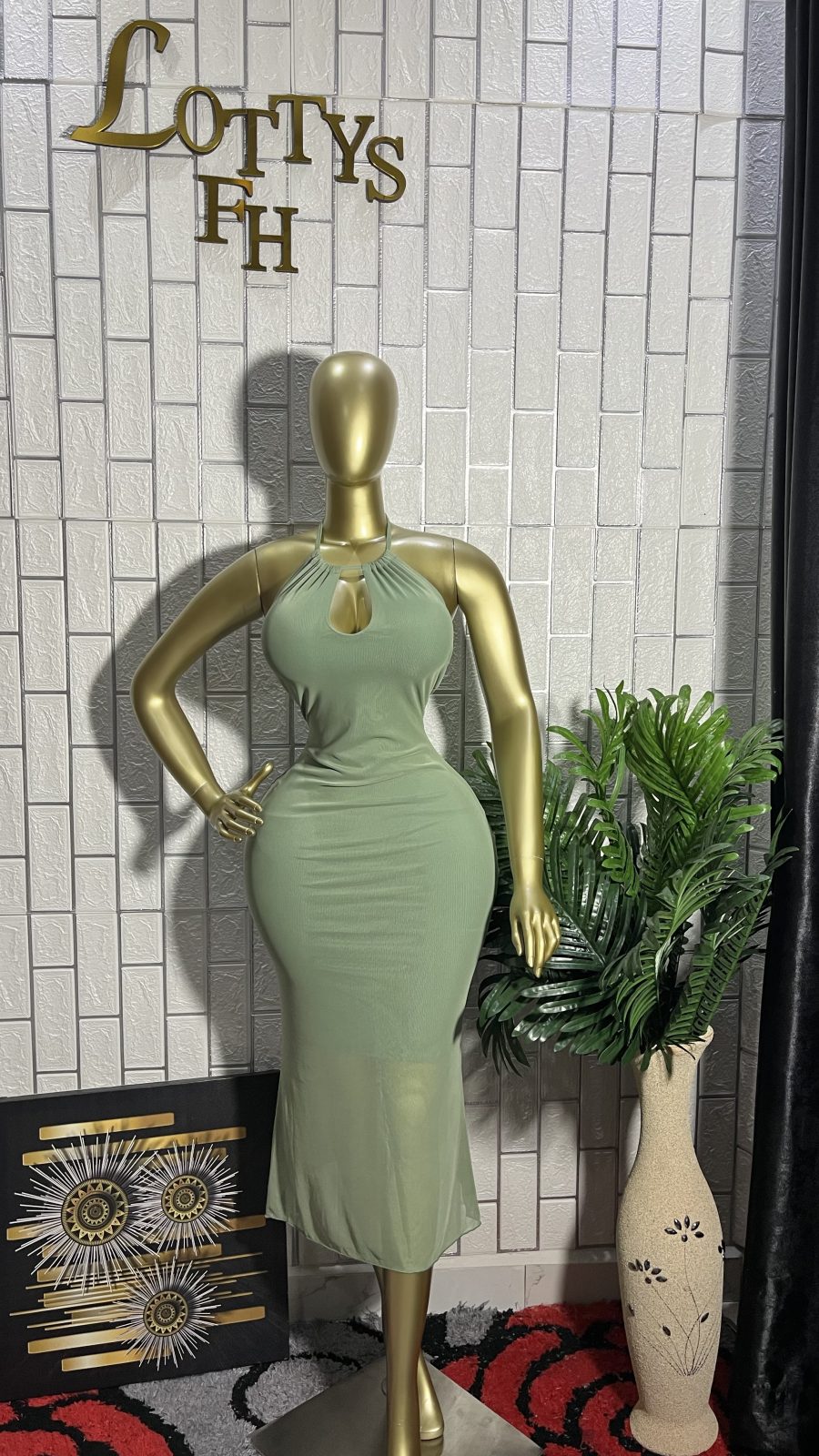The SAGE GODDESS Keyhole Halter Midi