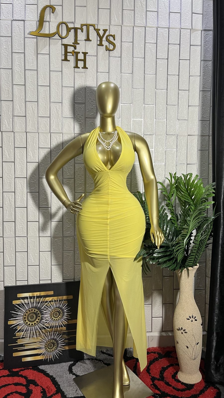 The SUNSHINE DIVA Halter Slit Dress