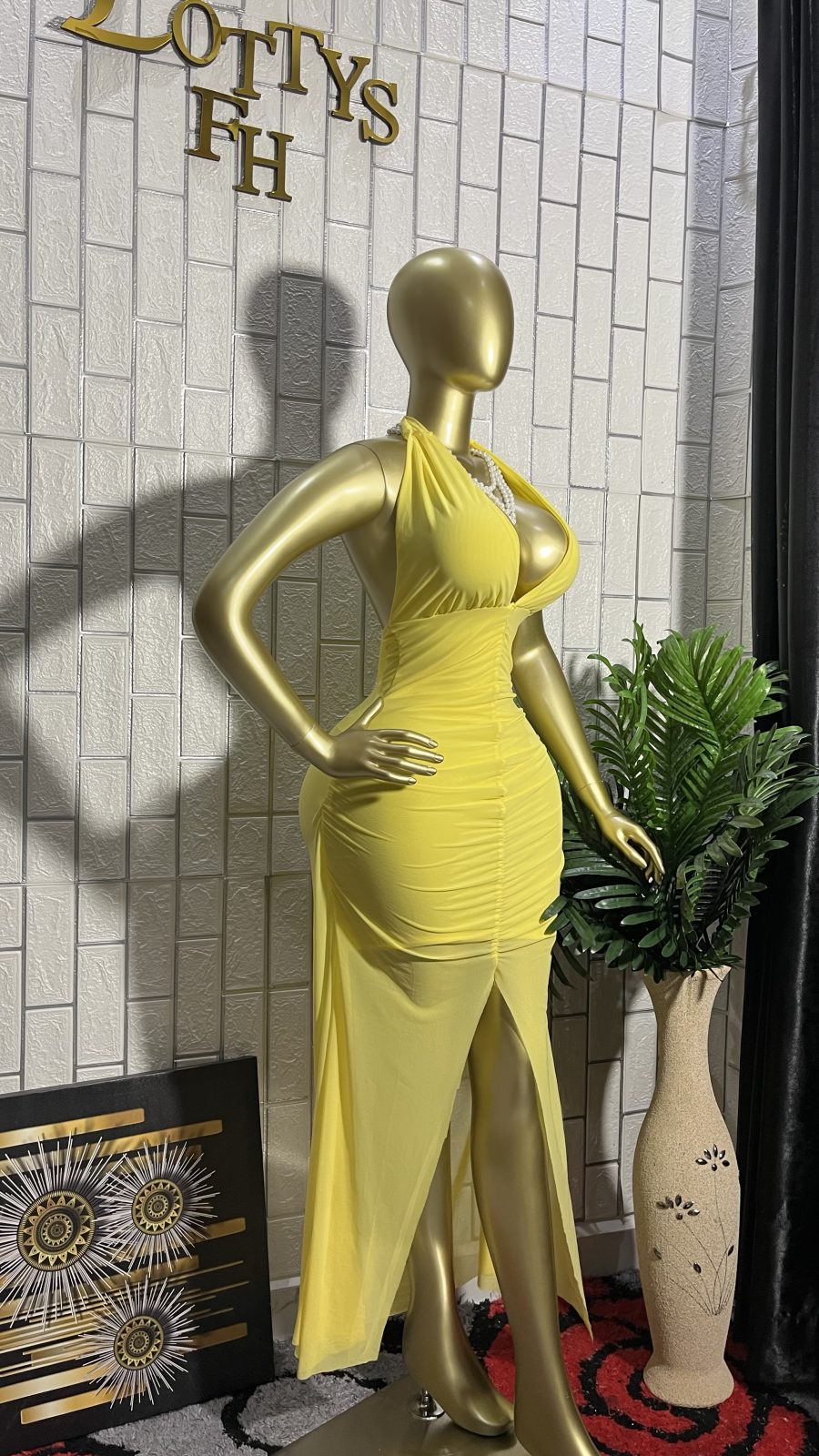 The SUNSHINE DIVA Halter Slit Dress