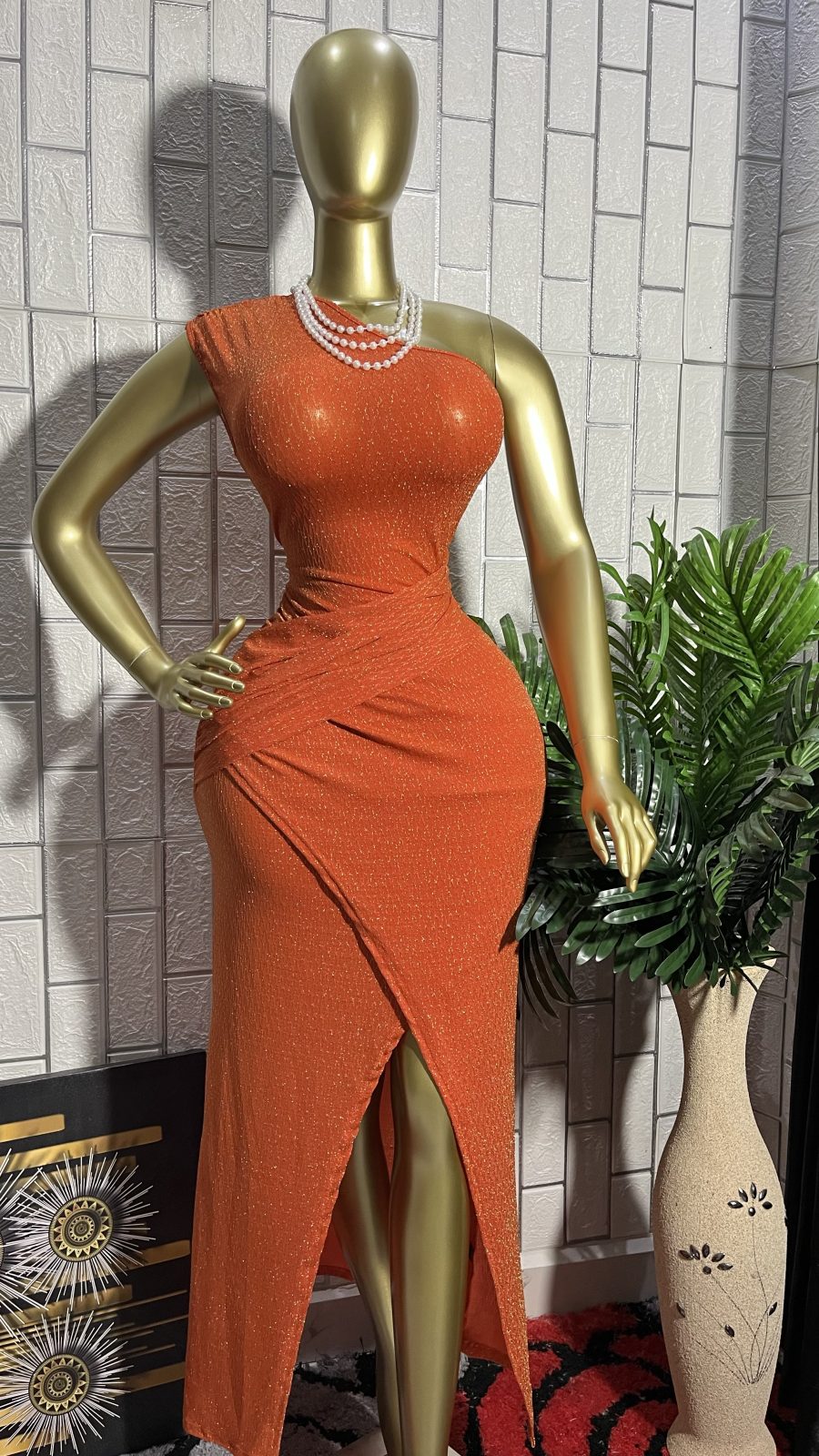 The SUNSET SPARKLE One-Shoulder Dress