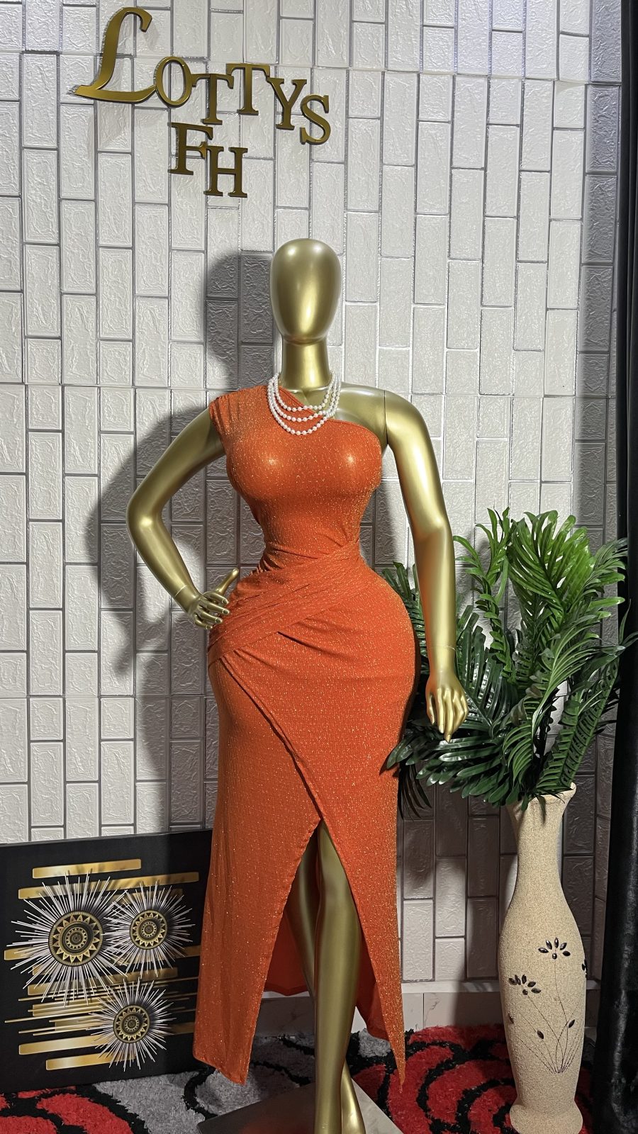 The SUNSET SPARKLE One-Shoulder Dress