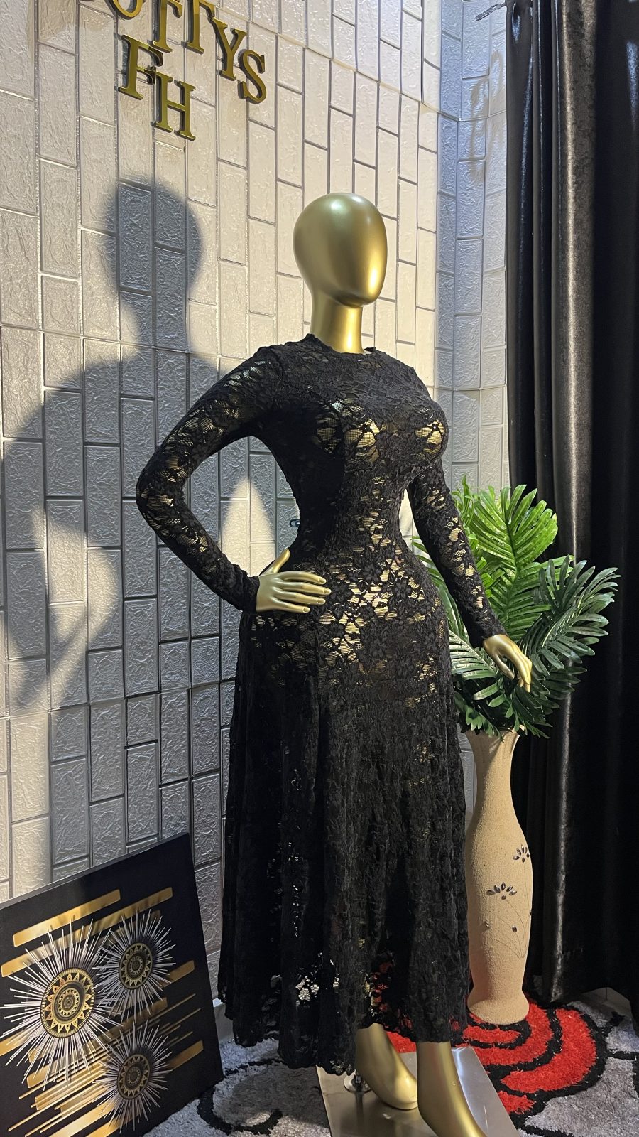 The NOIR LACE Goddess Dress