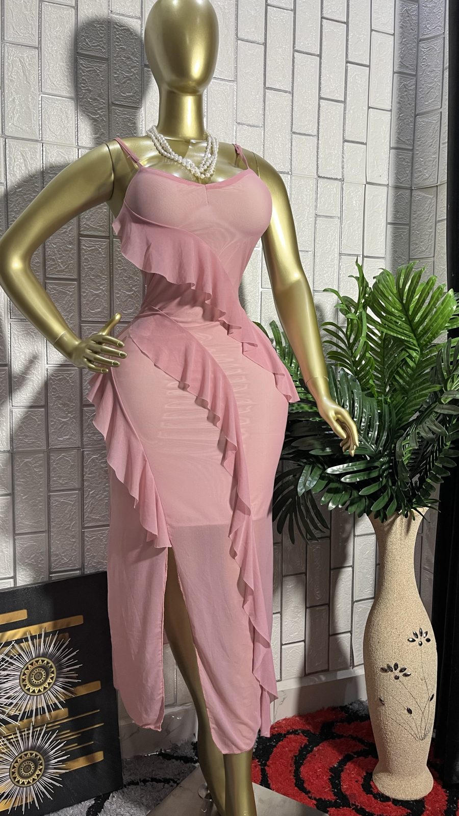 The PRETTY PINK Ruffle Goddess Dress