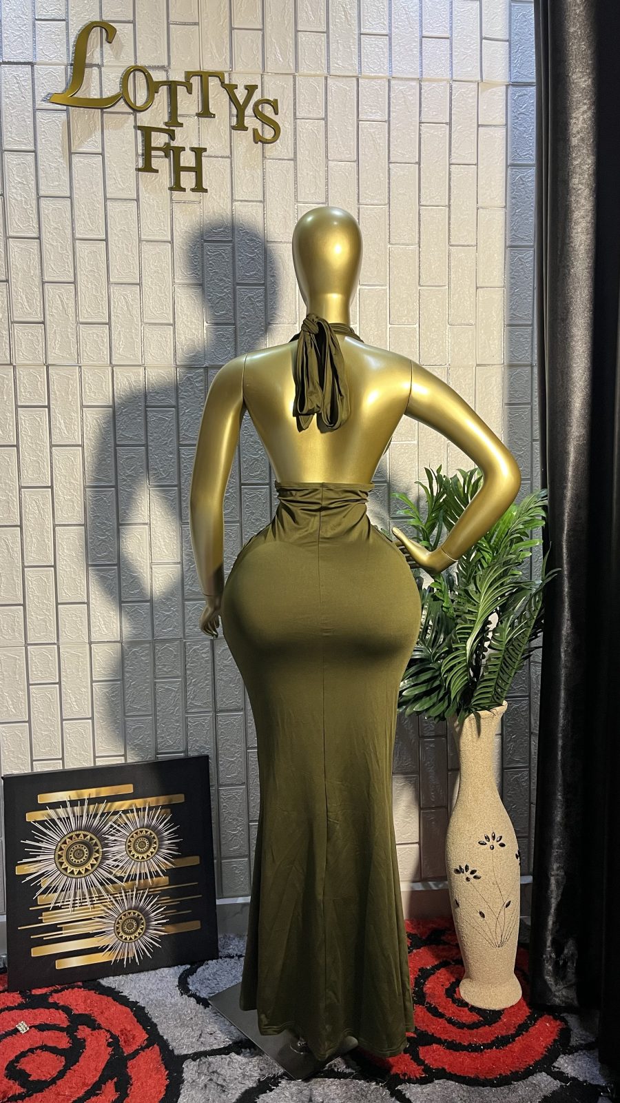 The OLIVE DRAPE Goddess Dress