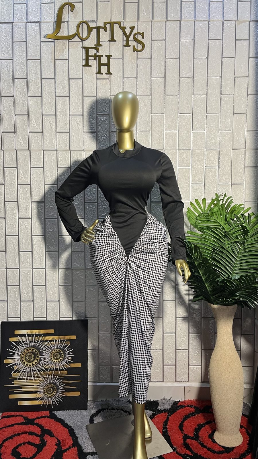 The HOUNDSTOOTH SNATCH Two-Tone  Dress